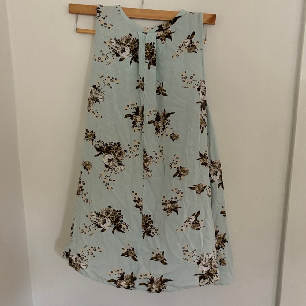 Free People Floral A-Line Dress in Light Blue and Brown